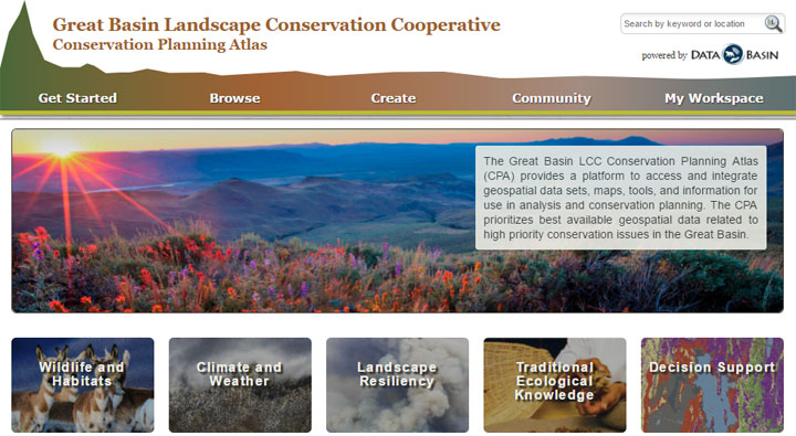 Great Basin LCC Conservation Planning Atlas screenshot