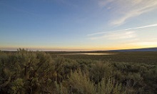 Photo of sage steppe landscape at sunset