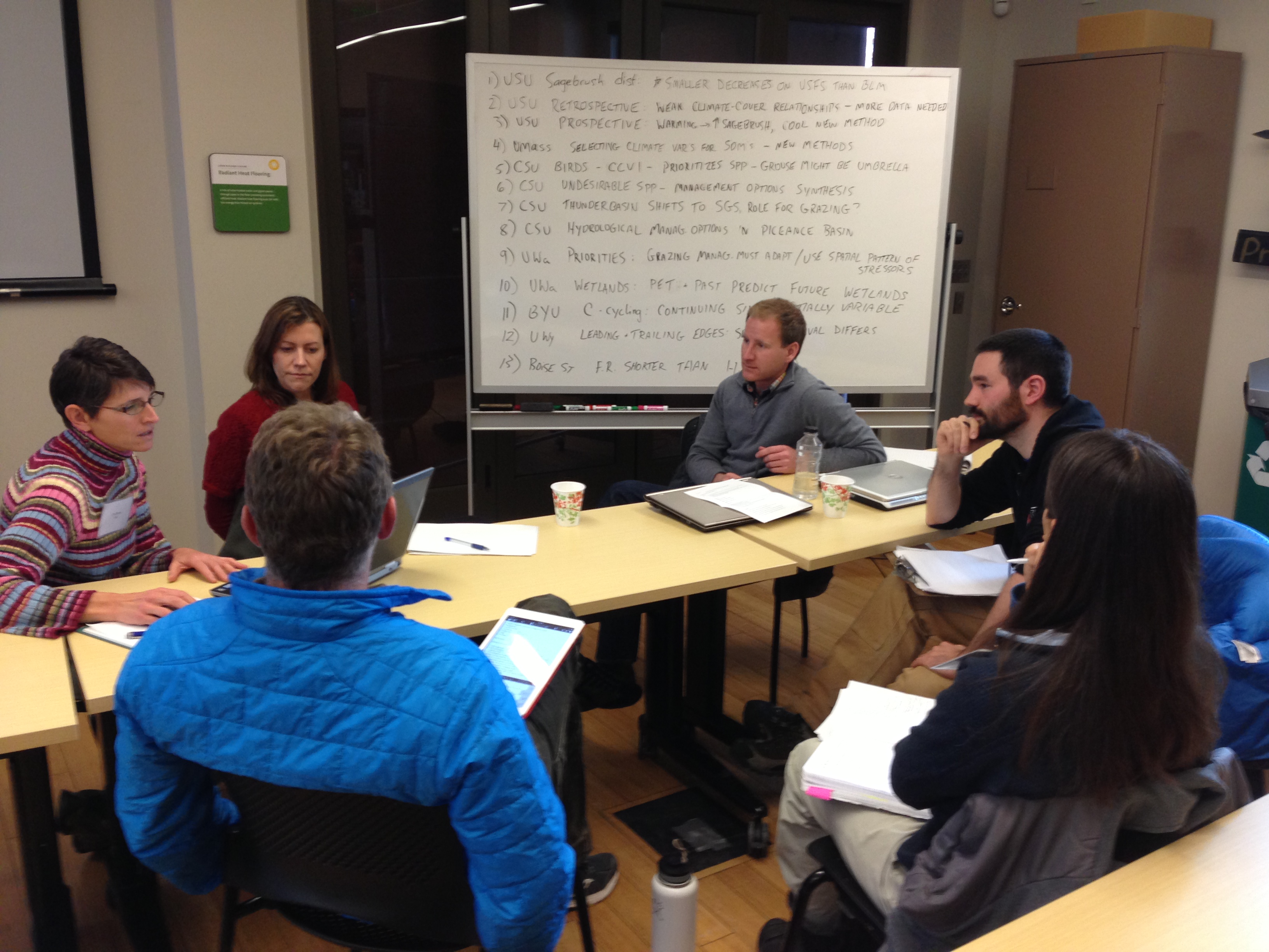 Photo of people discussing around a table