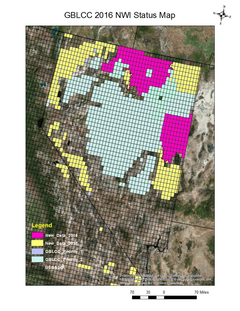 Map showing Nevada Wetland Index Status map, showing new data from 2015 and 2016.