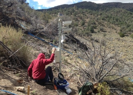 photo of researcher at a monitoring station